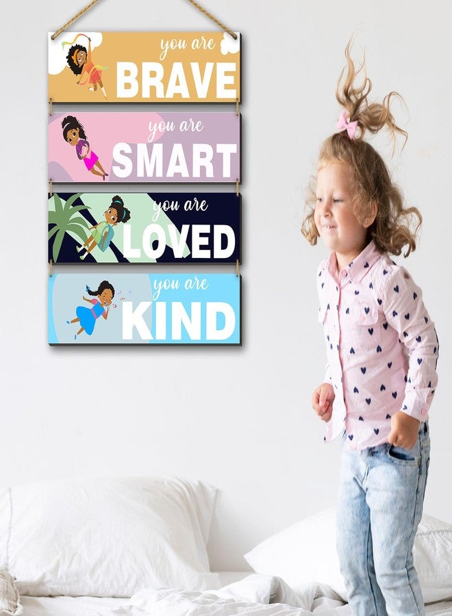 SHLINCO 4 Pieces Positive Affirmation Colorful Room Nursery Wall Decor - Positive Affirmation Colorful Room Wall Art Inspiring Quotes - Nursery Wall Decor - Black Girls Themed Room Wall Decor, large - Image 3